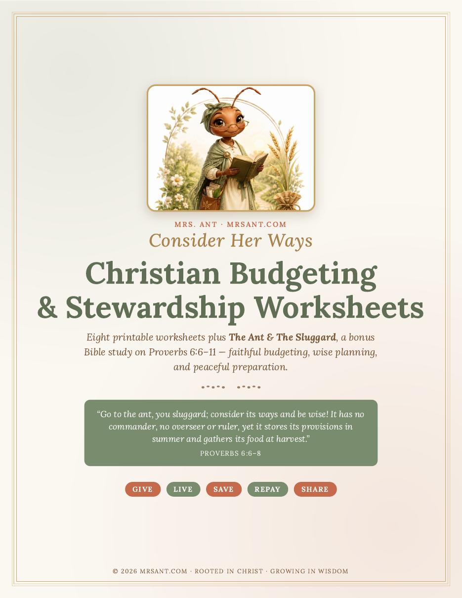Cover of Mrs. Ant's Christian Budgeting and Stewardship Worksheets